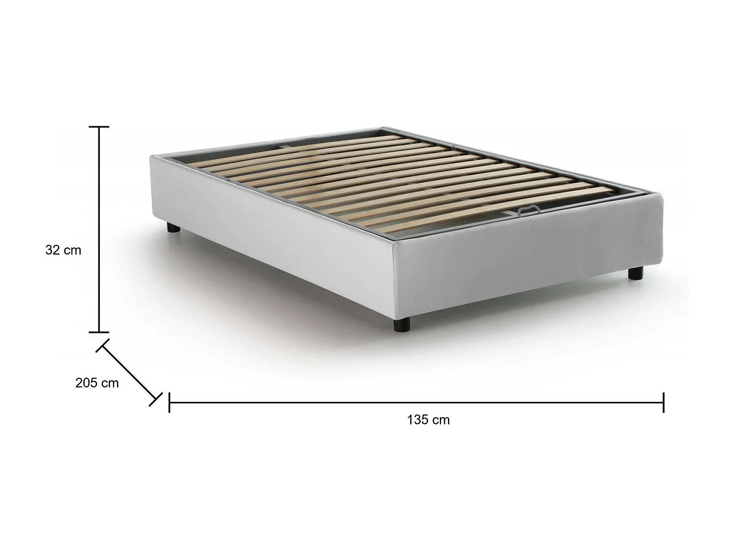 Quadratisches und halbes Bett Daronic, Containerbett mit Stoffbespannung, 100% Made in Italy, Seitliche Öffnung, passend für Matratze Cm 120x190, Weiß