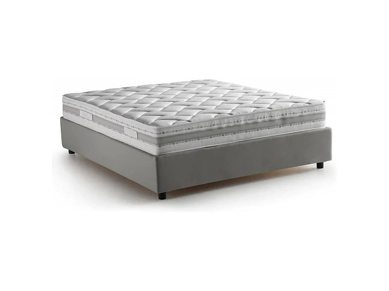 Lit double Deusep, Lit coffre avec revêtement en tissu, 100% Made in Italy, Ouverture frontale, avec matelas 160x200 cm inclus, Gris
