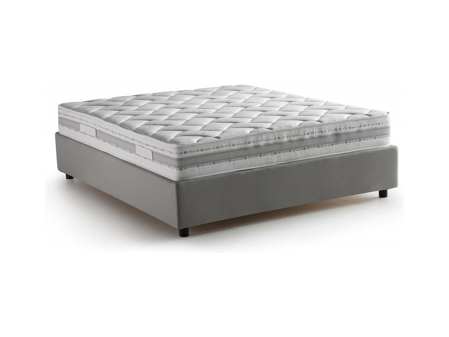 Deusep tweepersoonsbed, Opbergbed met stoffen bekleding, 100% Made in Italy, Opening aan de voorkant, inclusief matras van 160x200 cm, Grijs
