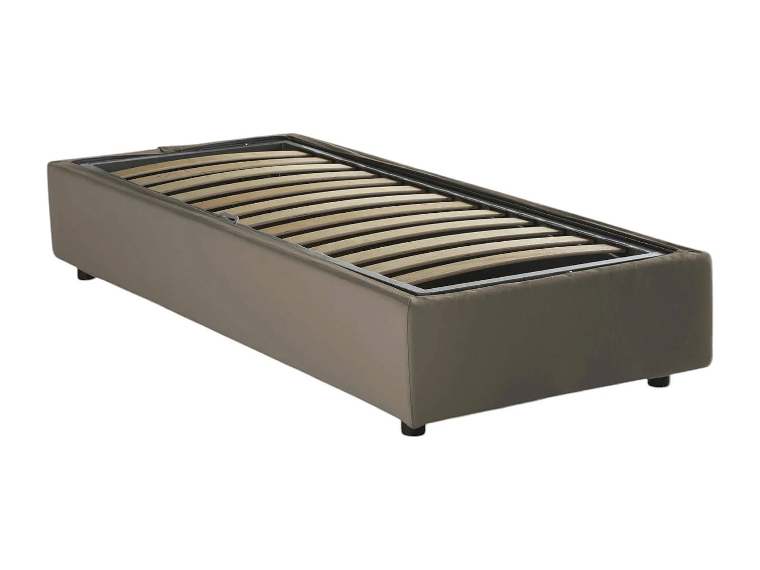 Dabb eenpersoonsbed, Opbergbed met bekleding van eco-leer, 100% Made in Italy, Zijopening, inclusief matras van 80x190 cm, Taupe