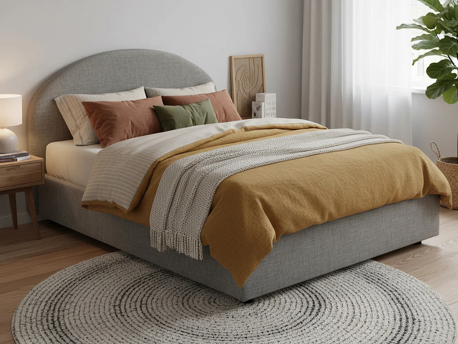 Lit double Dadamol, Lit coffre avec revêtement en tissu, 100% Made in Italy, Ouverture frontale, avec matelas 160x200 cm inclus, Gris