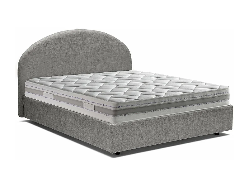 Lit double Dadamol, Lit coffre avec revêtement en tissu, 100% Made in Italy, Ouverture frontale, avec matelas 160x200 cm inclus, Gris
