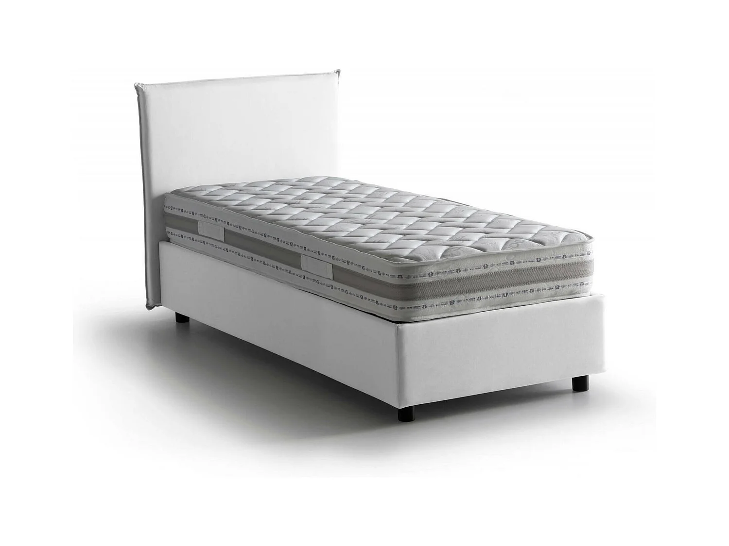 Lit double Dahmeta, Lit coffre avec revêtement en tissu, 100% Made in Italy, Ouverture frontale, avec matelas 140x190 cm inclus, Blanc