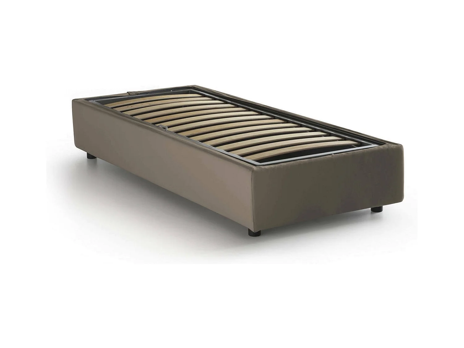Lit simple Dmecozz, lit coffre avec revêtement en éco-cuir, 100% Made in Italy, ouverture frontale, adapté pour matelas 90x190 cm, gris tourterelle