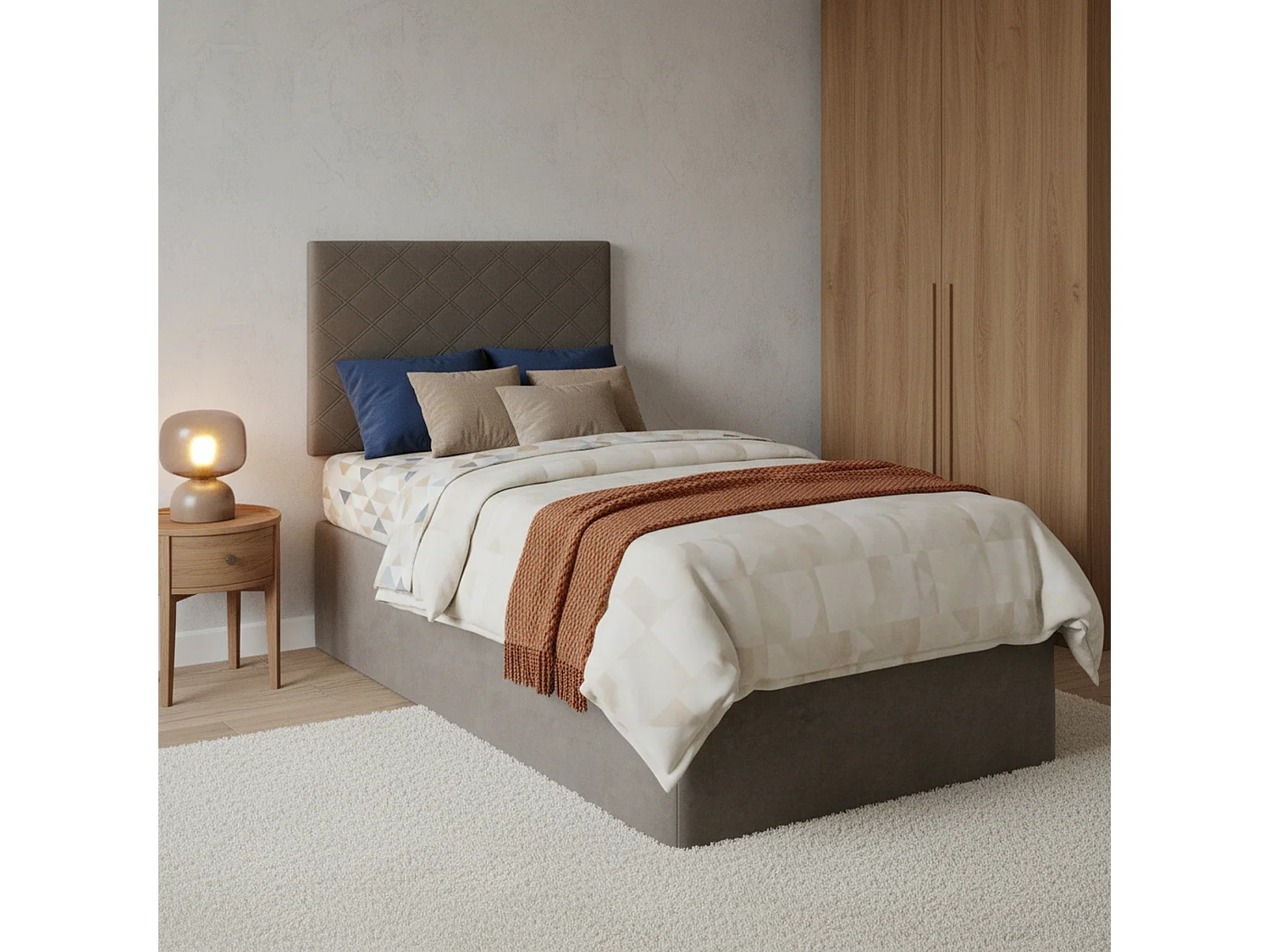Letto Singolo Accu, Sfoderabile Made in Italy, 5x90 cm Grigio Tortora