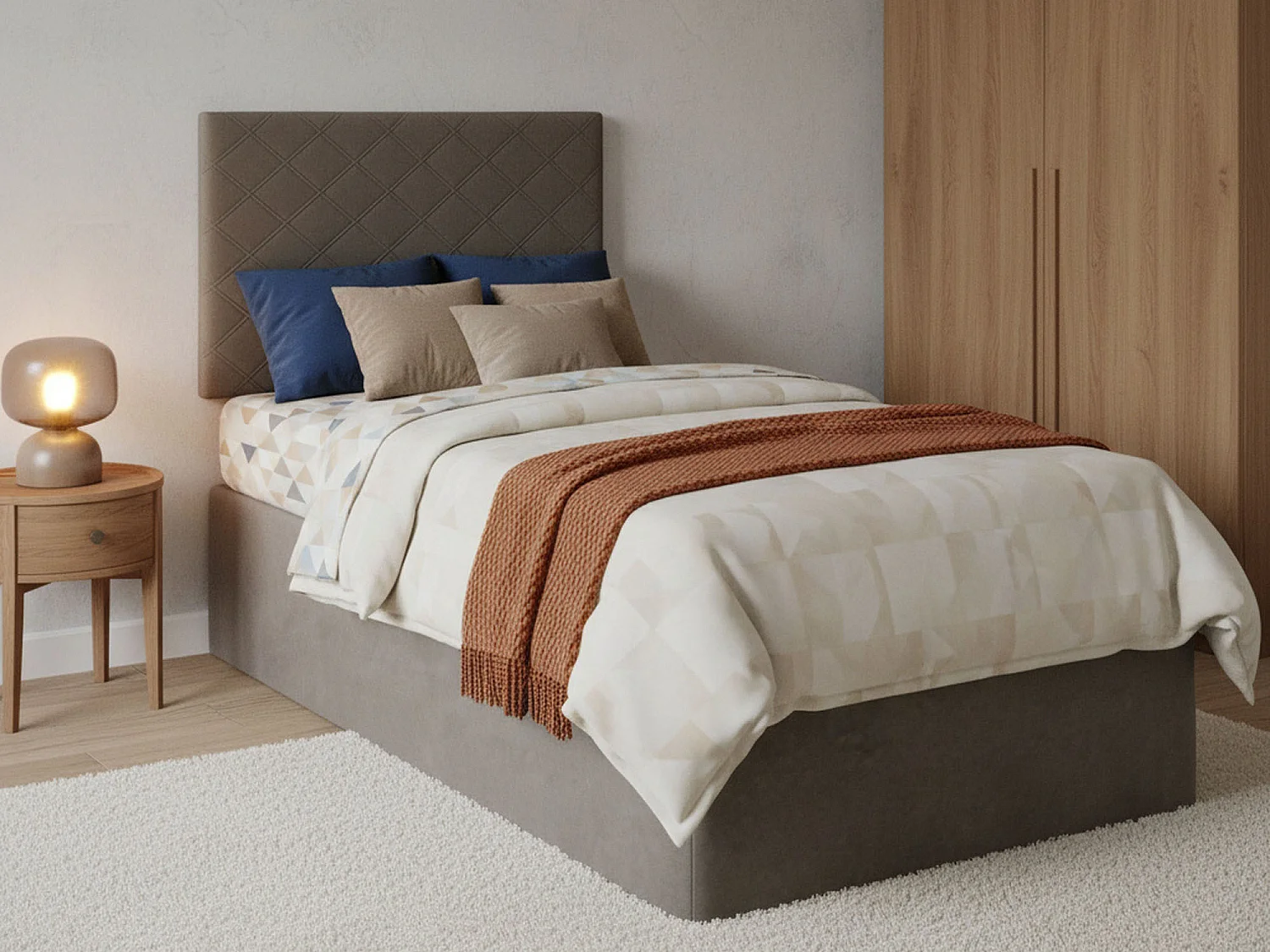 Letto Singolo Accu, Sfoderabile Made in Italy, 5x90 cm Grigio Tortora