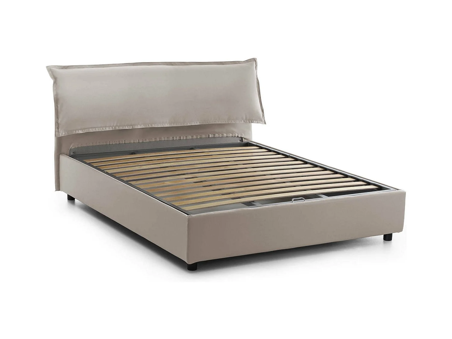 Lit double Dbiand, lit coffre déhoussable avec tête de lit rembourrée et cadre de lit coffre, 100% Made in Italy, adapté pour matelas 160x200 cm, gris tourterelle
