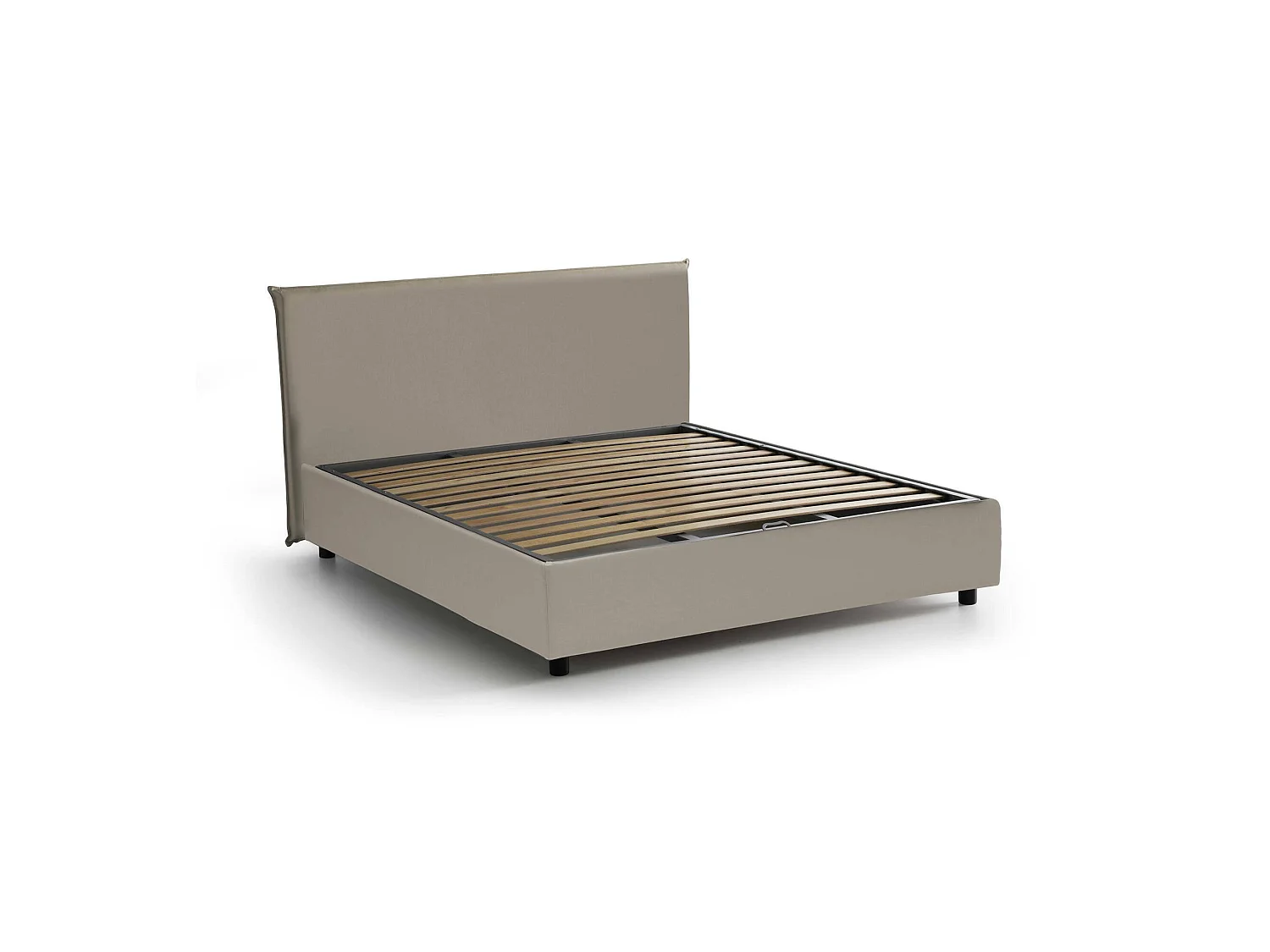 Lit double Dak, Lit coffre avec revêtement en éco-cuir, 100% Made in Italy, Ouverture frontale, adapté pour matelas 140x200 cm, gris tourterelle