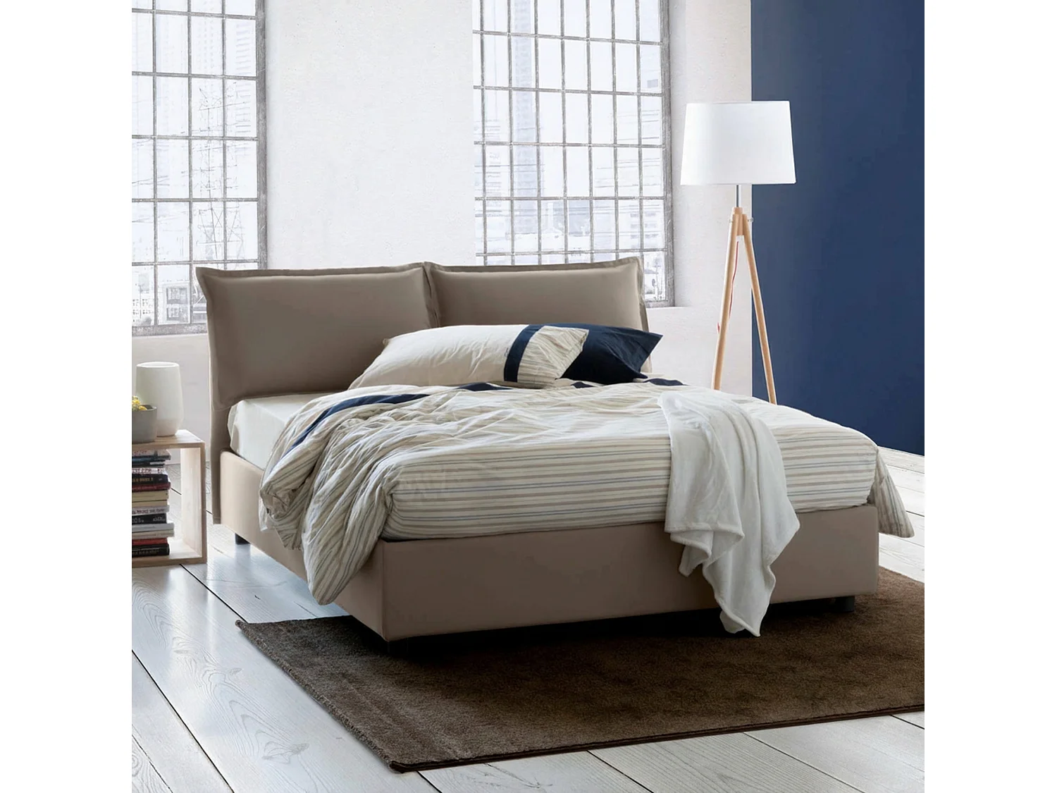 Letto Matrimoniale Amelinda, Materasso Incluso Made in Italy, 175x205 cm Grigio Tortora\ Tortora