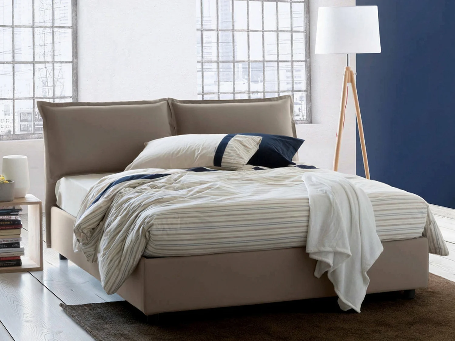 Letto Matrimoniale Amelinda, Materasso Incluso Made in Italy, 175x205 cm Grigio Tortora\ Tortora