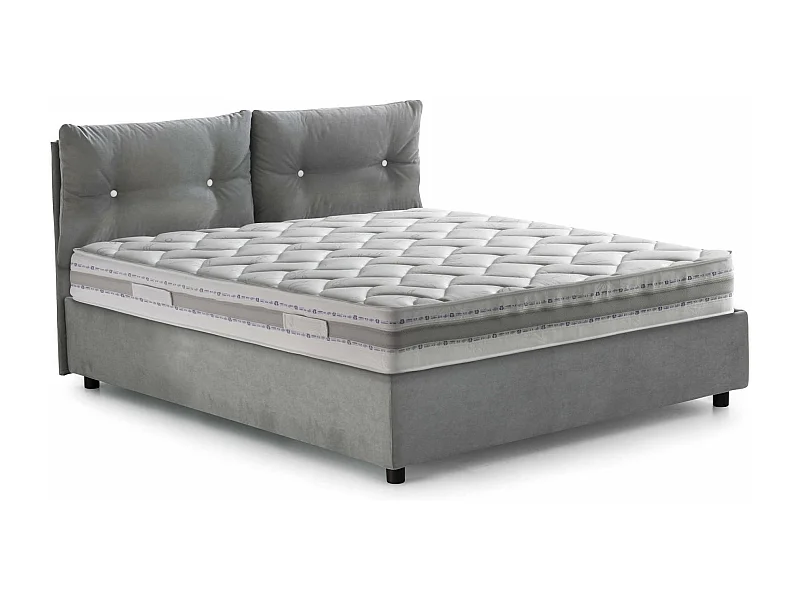 Lit double Dlucid, Lit coffre avec revêtement en tissu, 100% Made in Italy, Ouverture frontale, avec matelas 160x200 cm inclus, Gris