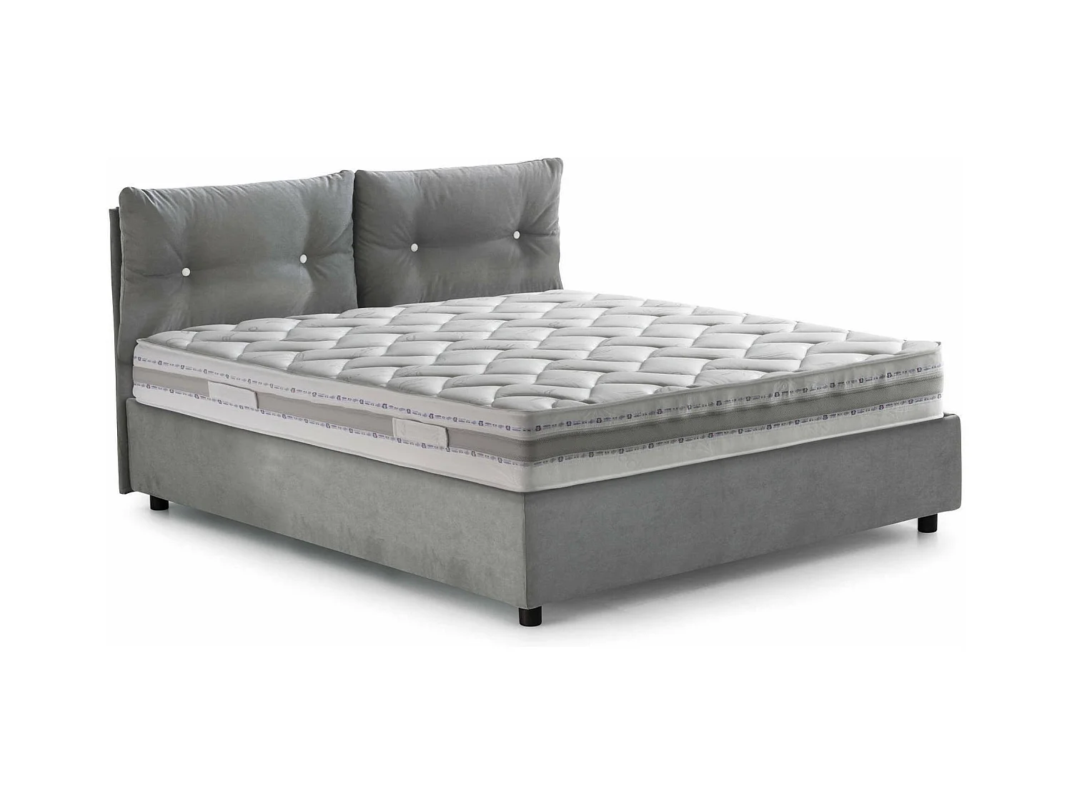 Dlucide tweepersoonsbed, Opbergbed met stoffen bekleding, 100% Made in Italy, Opening aan de voorkant, inclusief matras van 160x200 cm, Grijs