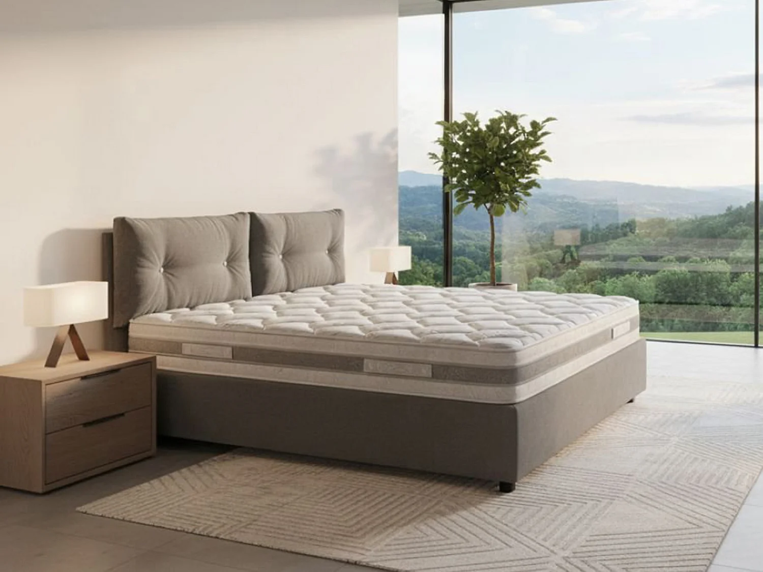 Lit double Dlucid, Lit coffre avec revêtement en tissu, 100% Made in Italy, Ouverture frontale, avec matelas 160x200 cm inclus, Gris