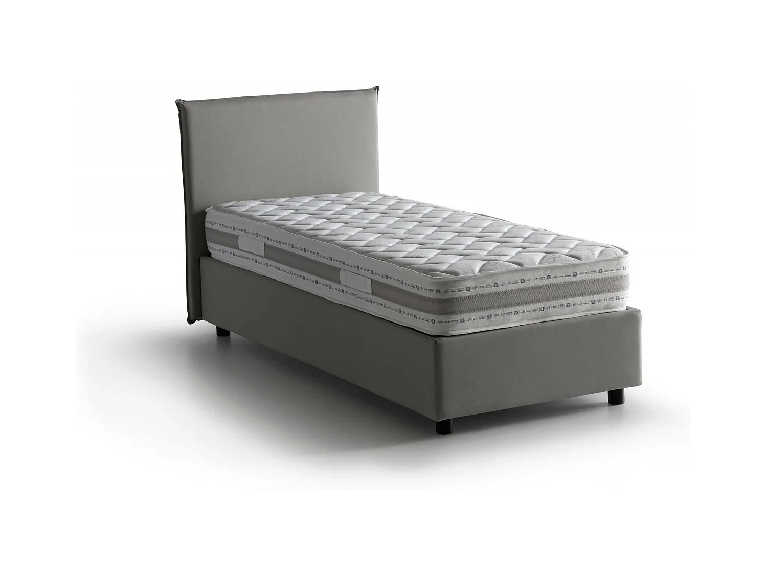 Daugell eenpersoonsbed, Opbergbed met stoffen bekleding, 100% Made in Italy, Zijopening, inclusief matras 80x190 cm, Grijs