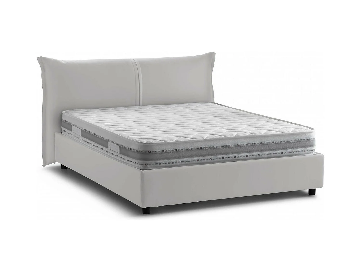 Lit double Dbiasc, Lit coffre avec revêtement en tissu, 100% Made in Italy, Ouverture frontale, avec matelas 160x200 cm inclus, Blanc