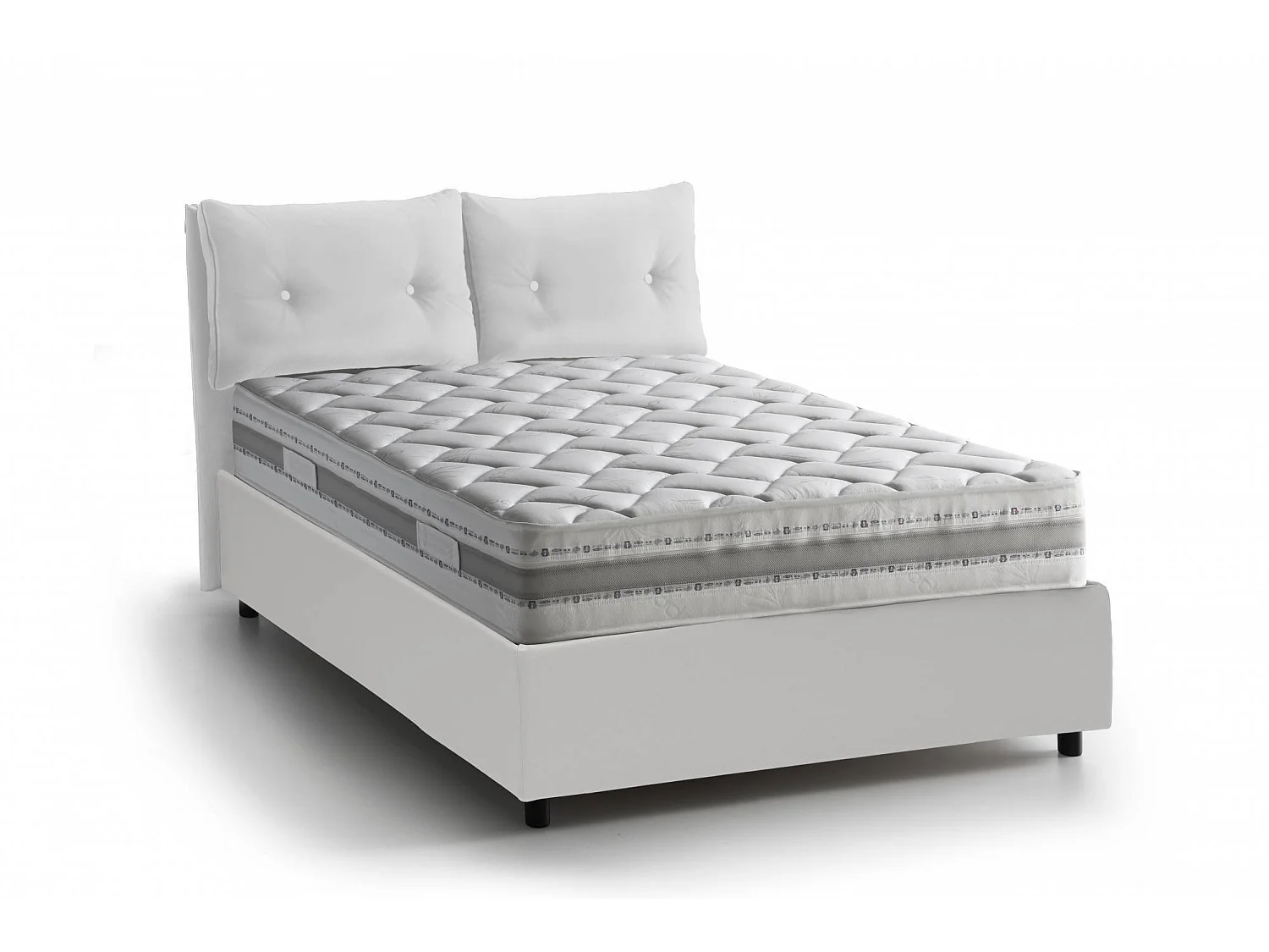 Dlanz tweepersoonsbed, opbergbed met eco-lederen bekleding, 100% Made in Italy, opening aan de voorzijde, geschikt voor matras 120x190 cm, wit