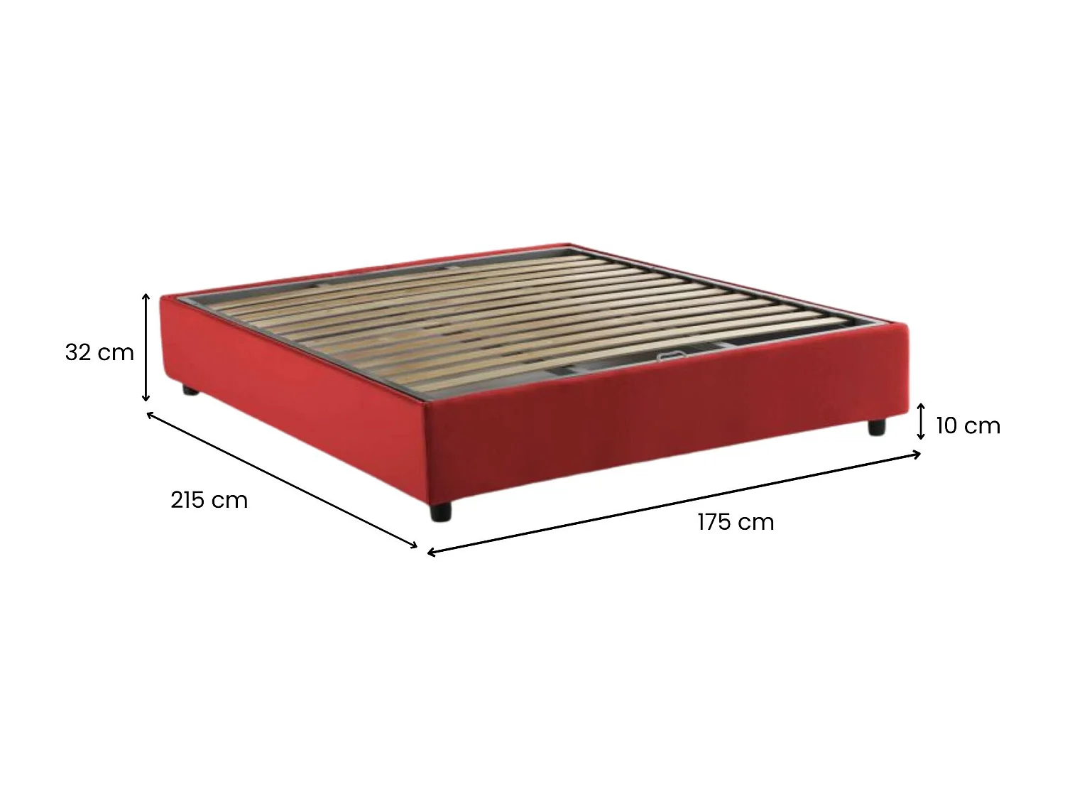 Lit double Dgraus, Lit coffre avec revêtement en tissu, 100% Made in Italy, Ouverture frontale, adapté pour matelas 160x200 cm, Rouge