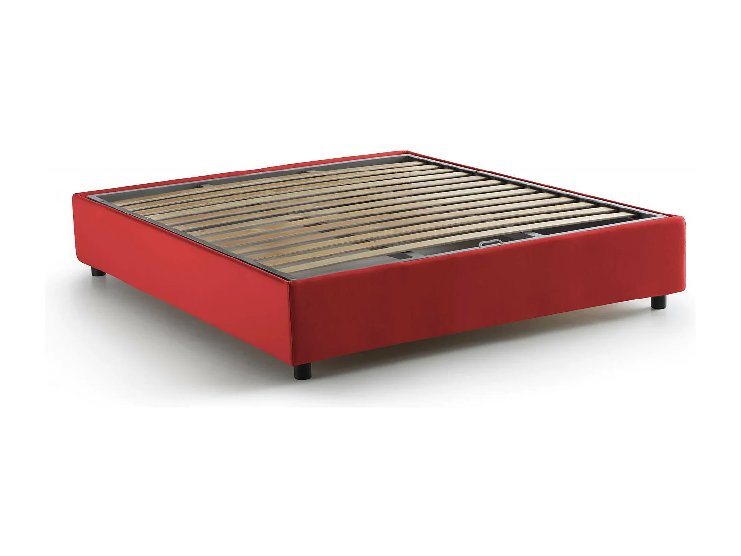 Lit double Dgraus, Lit coffre avec revêtement en tissu, 100% Made in Italy, Ouverture frontale, adapté pour matelas 160x200 cm, Rouge