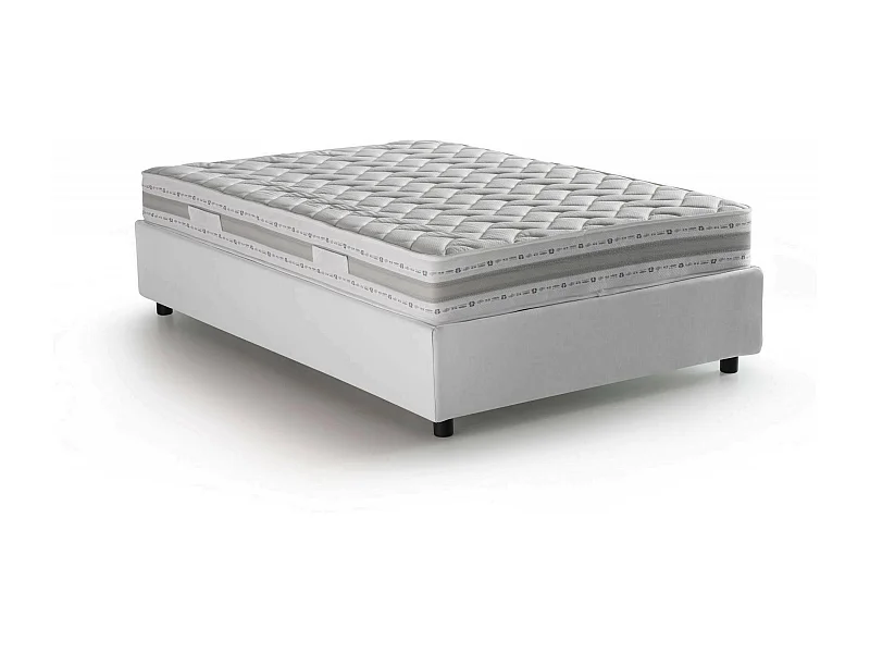 Cama de casal Ddibar, cama de arrumação com forro de tecido, 100% Fabricado em Itália, abertura lateral, com colchão 120x190 cm incluído, Branco