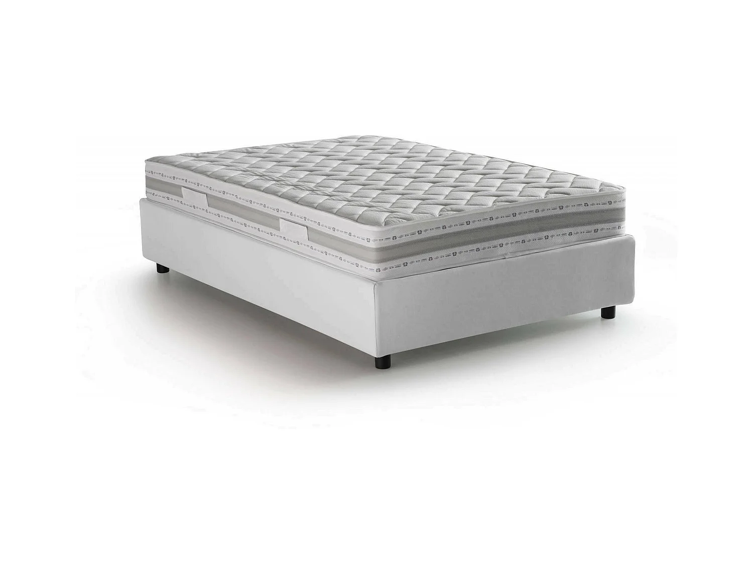 Ddibar tweepersoonsbed, opbergbed met stoffen bekleding, 100% Made in Italy, zijopening, inclusief matras 120x190 cm, Wit