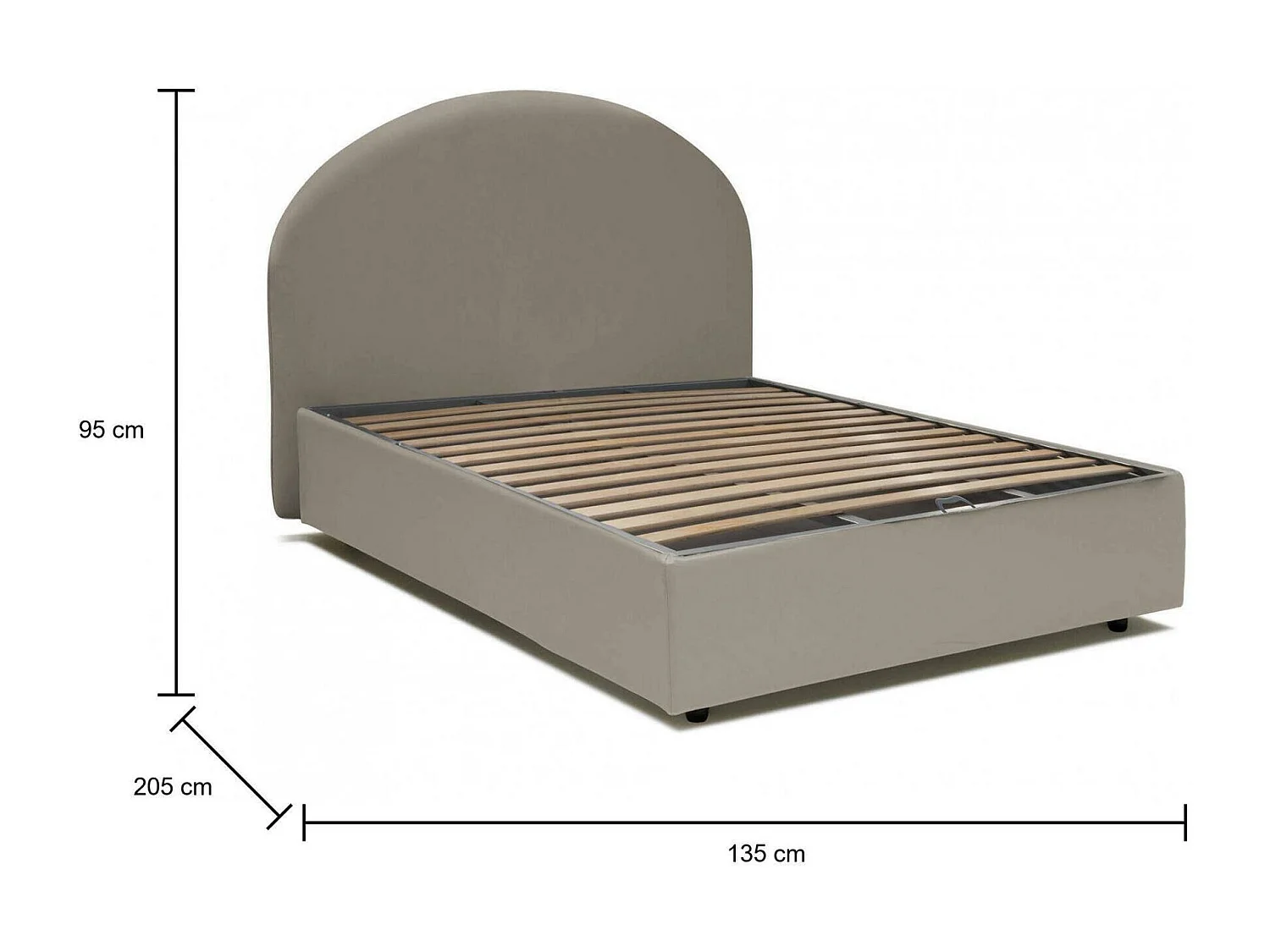 Cama de casal Dbijo, cama de arrumação com forro de couro ecológico, 100% Fabricado na Itália, abertura frontal, adequada para colchão 120x190 cm, cinza pomba