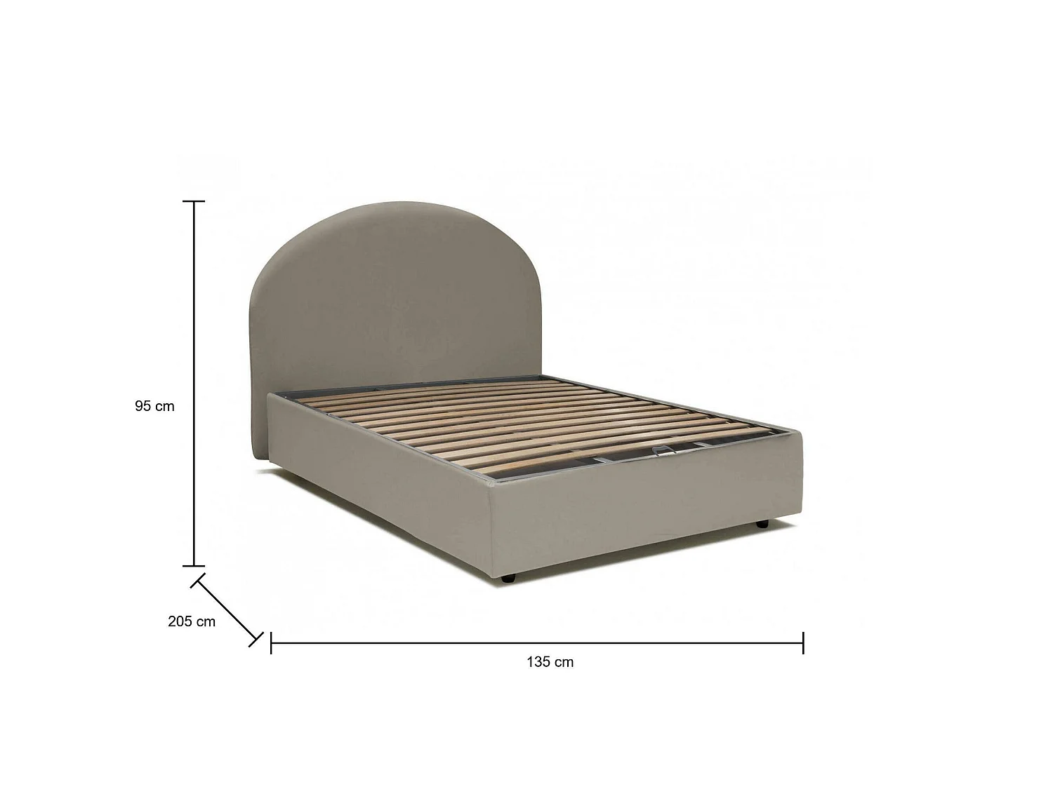 Dbijo tweepersoonsbed, opbergbed met eco-lederen bekleding, 100% Made in Italy, opening aan de voorkant, geschikt voor matras 120x190 cm, duifgrijs