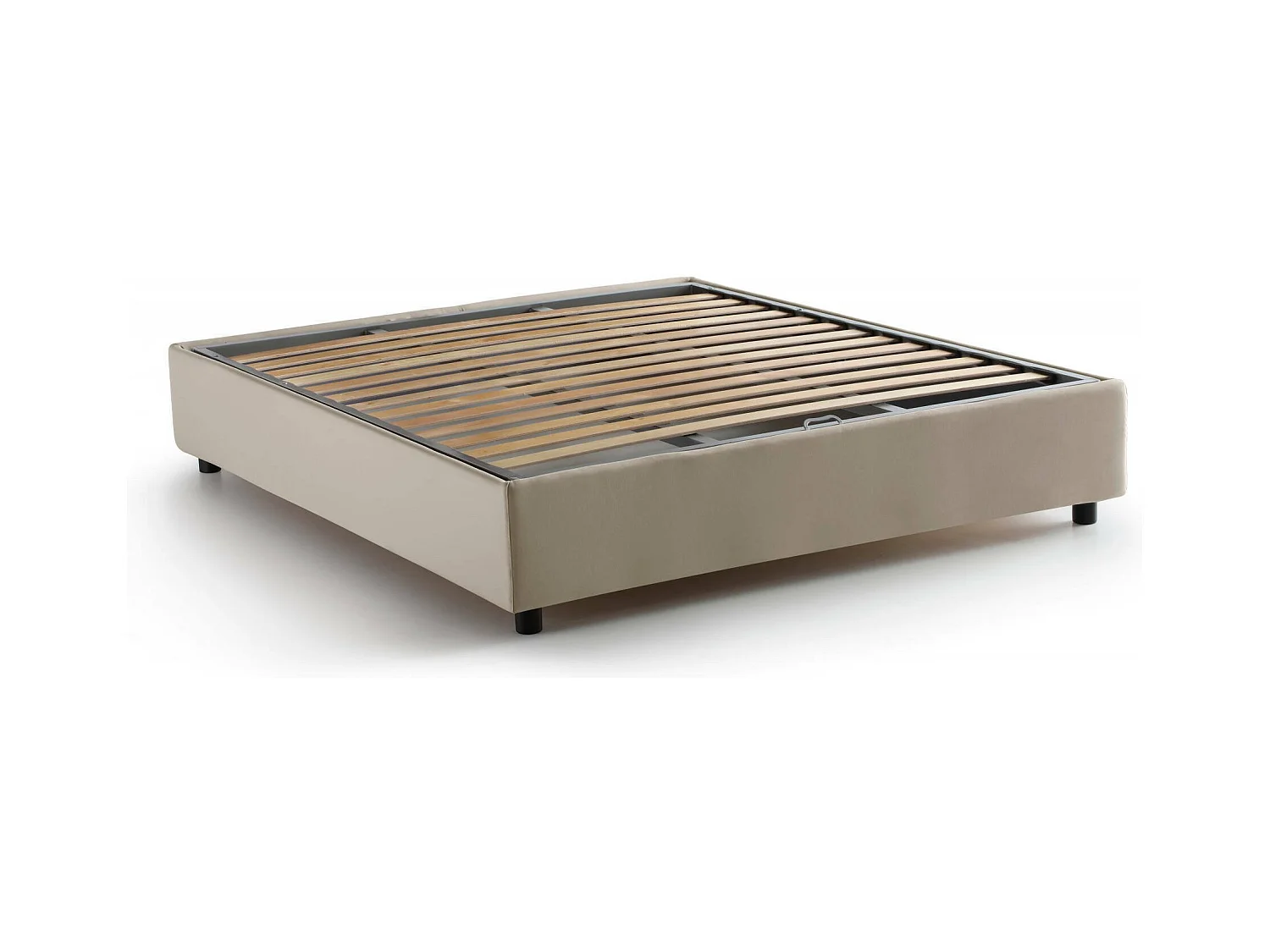 Doppelbett Daajj, Containerbett mit Stoffbespannung, 100% Made in Italy, Frontöffnung, inklusive Matratze 140x190 cm, Beige