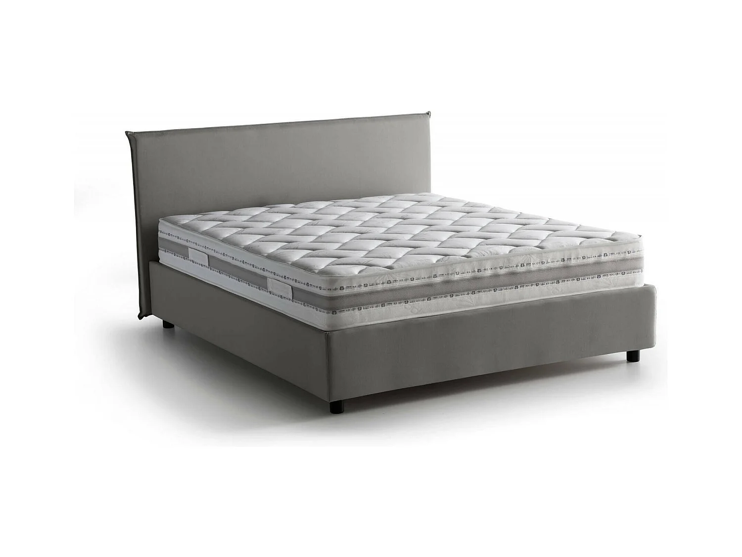 Lit double Dame, Lit coffre avec revêtement en tissu, 100% Made in Italy, Ouverture frontale, avec matelas 160x190 cm inclus, Gris