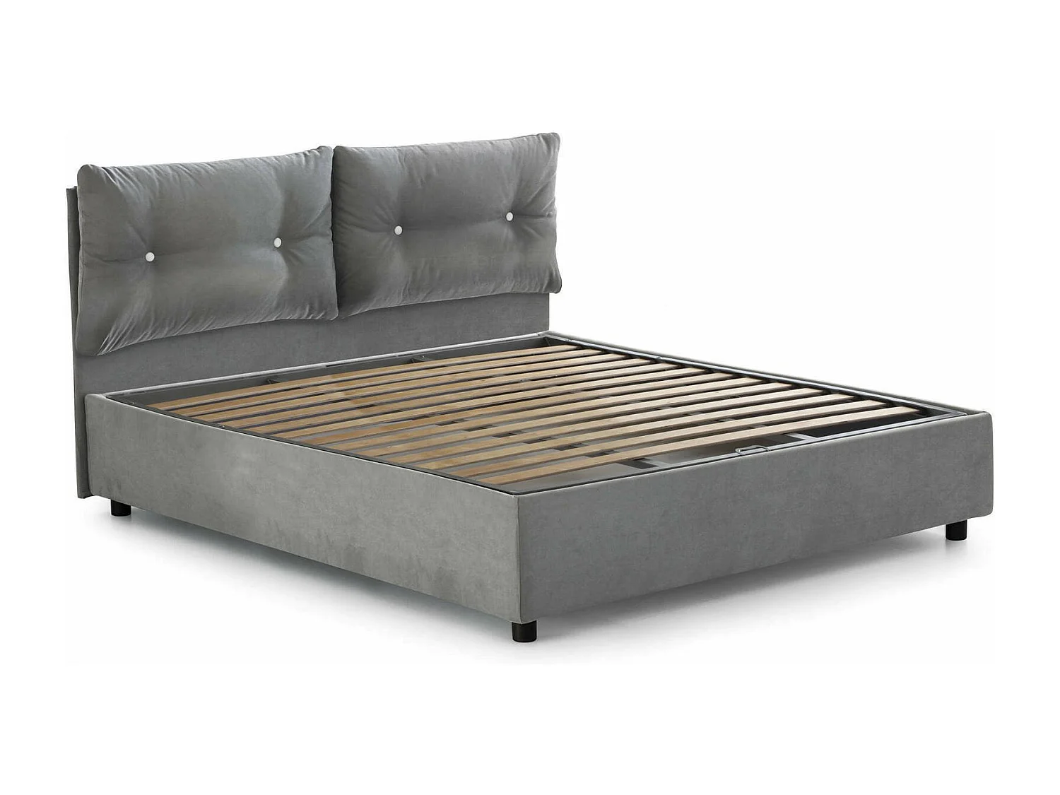 Lit double Dcit, Lit coffre avec revêtement en tissu, 100% Made in Italy, Ouverture frontale, adapté pour matelas 160x190 cm, Gris
