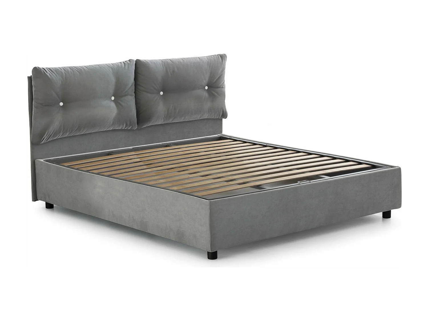 Lit double Dcit, Lit coffre avec revêtement en tissu, 100% Made in Italy, Ouverture frontale, adapté pour matelas 160x190 cm, Gris