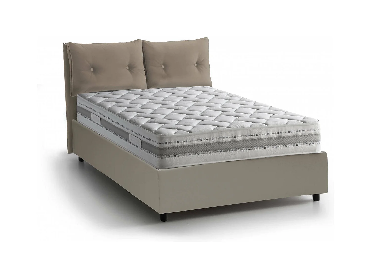 Lit double Dcolomb, Lit coffre avec revêtement en éco-cuir, 100% Made in Italy, Ouverture frontale, avec matelas 120x190 cm inclus, Taupe
