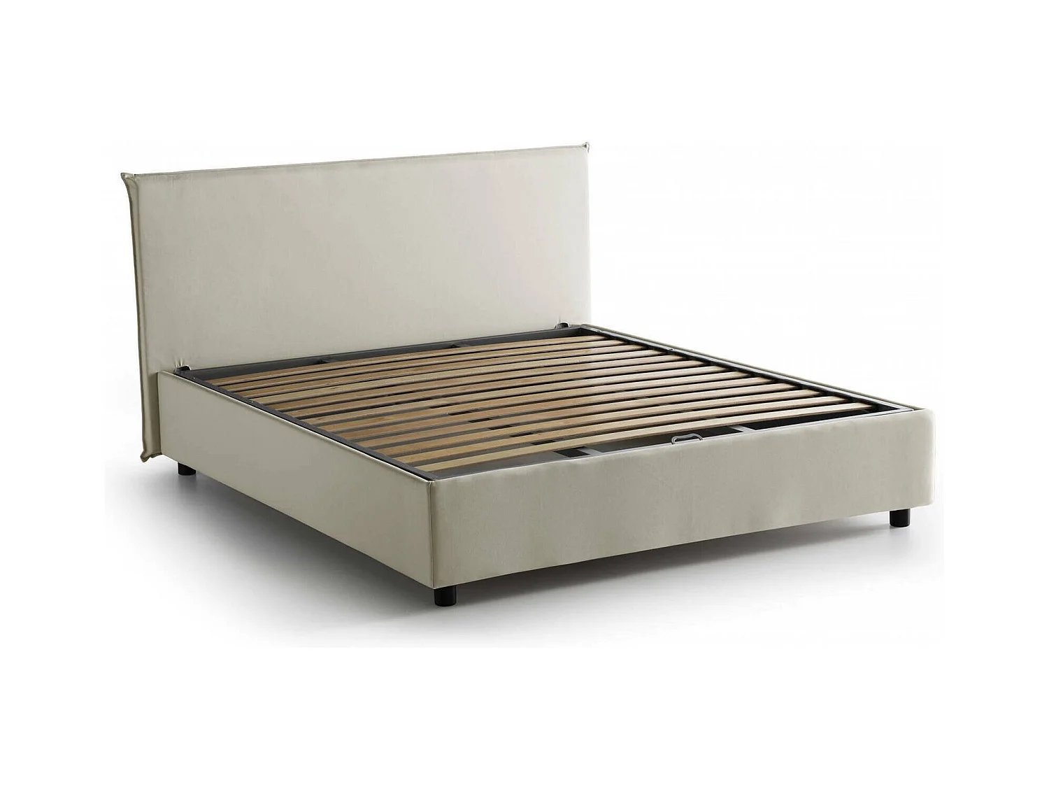 Lit double Dadorn, Lit coffre avec revêtement en tissu, 100% Made in Italy, Ouverture frontale, adapté pour matelas 140x190 cm, Beige