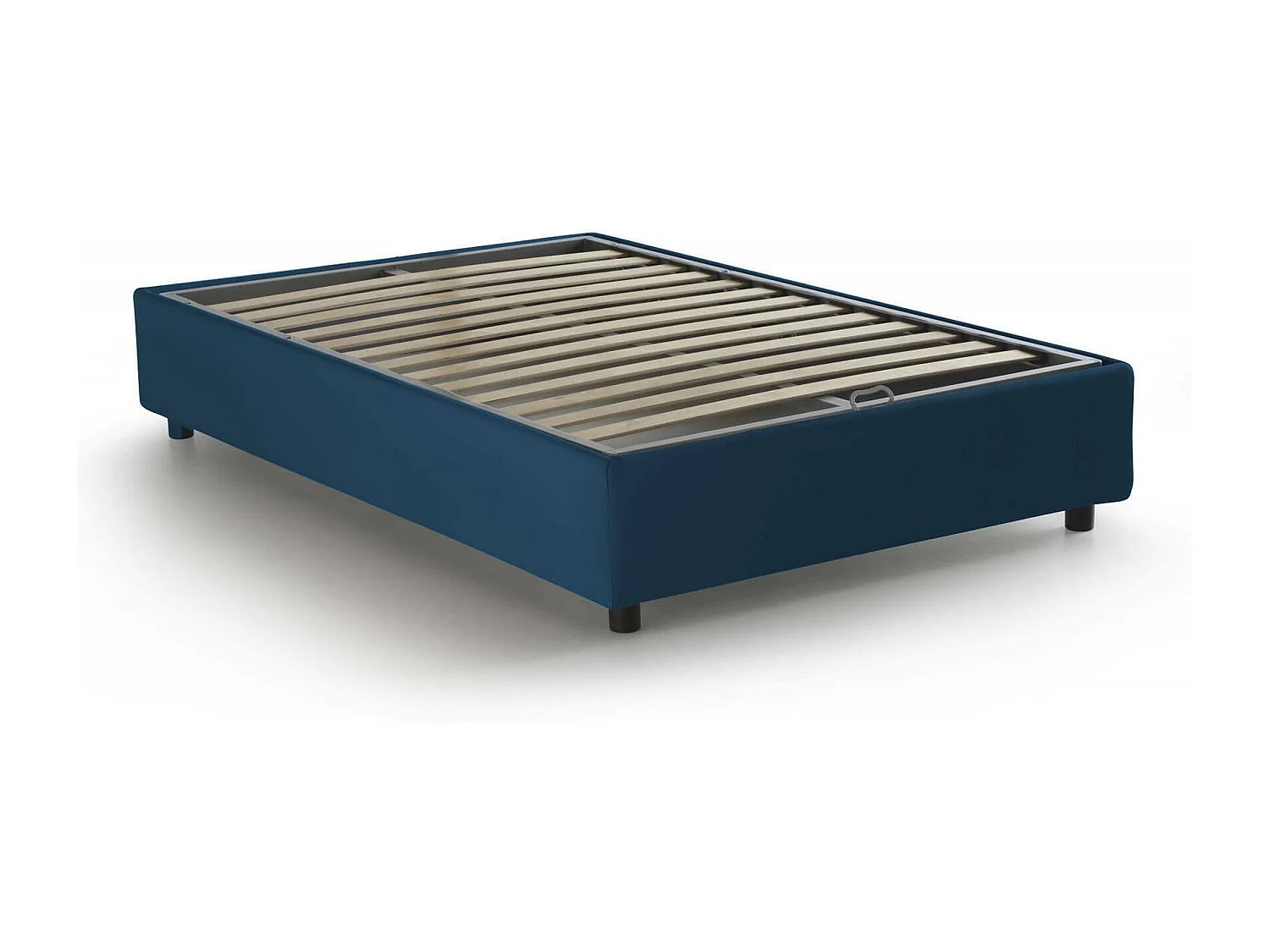 Quadratisches und halbes Bett Daronic, Containerbett mit Stoffbespannung, 100% Made in Italy, Seitliche Ã–ffnung, passend für Matratze Cm 120x190, Blau