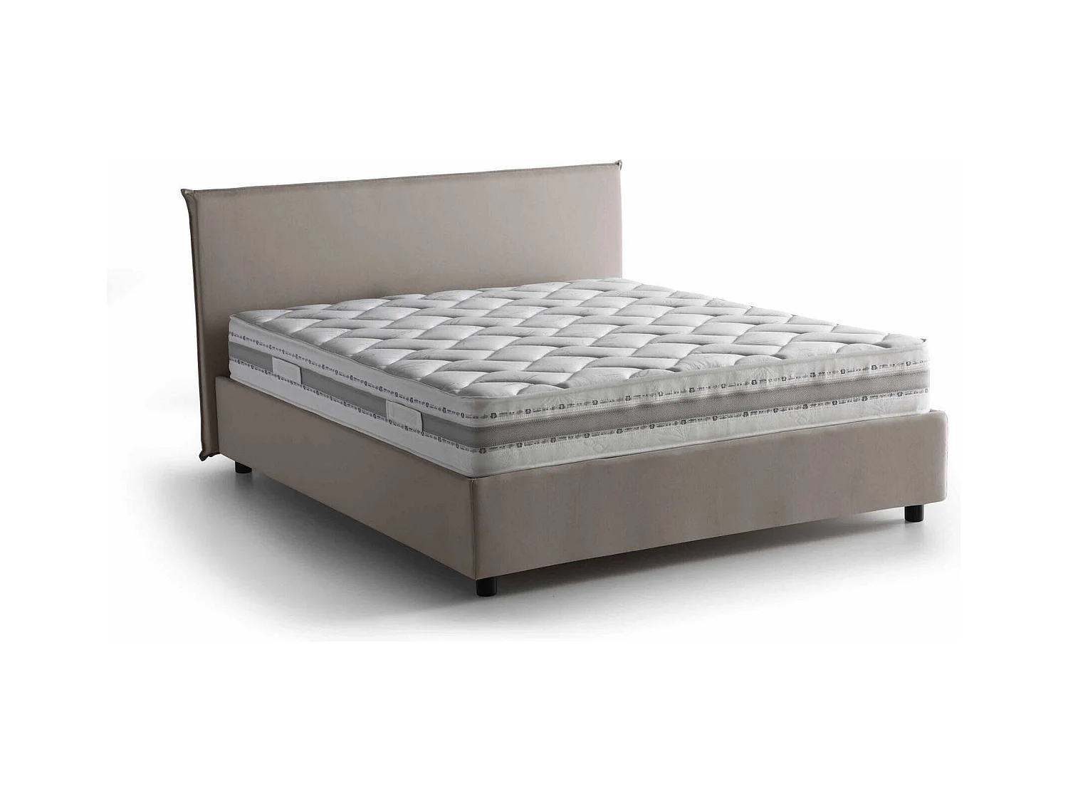 Lit double Dame, Lit coffre avec revêtement en tissu, 100% Made in Italy, Ouverture frontale, avec matelas 160x190 cm inclus, Taupe