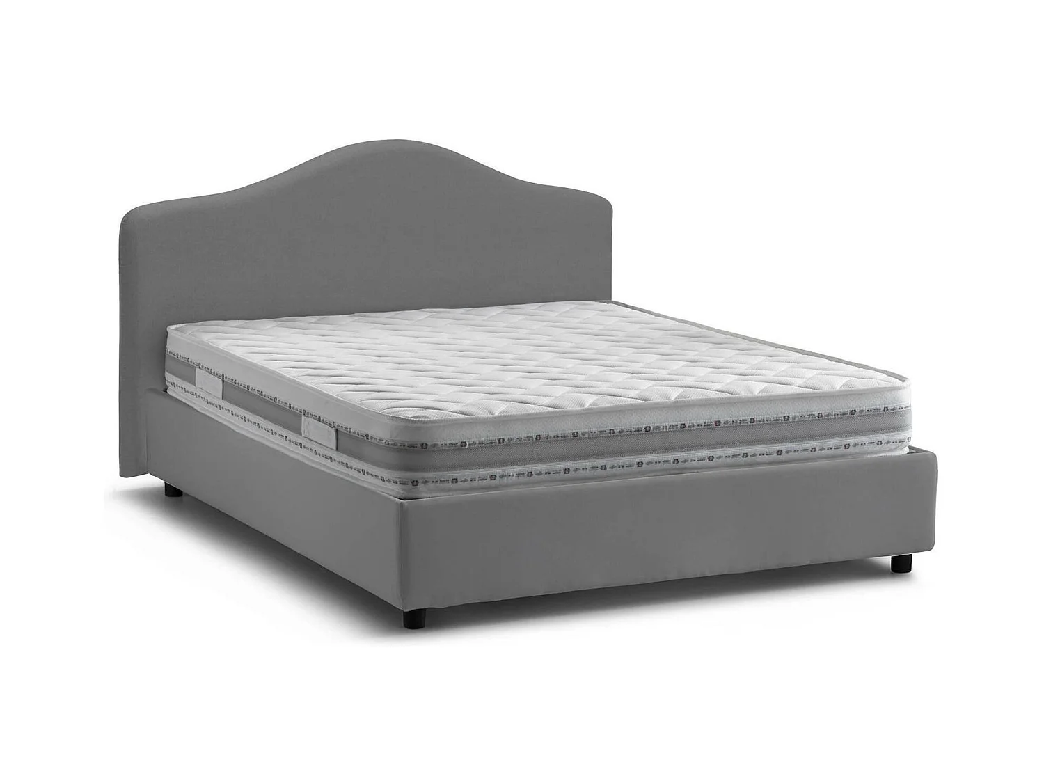 Lit double Dabda, Lit coffre avec revêtement en tissu, 100% Made in Italy, Ouverture frontale, avec matelas 160x190 cm inclus, Gris