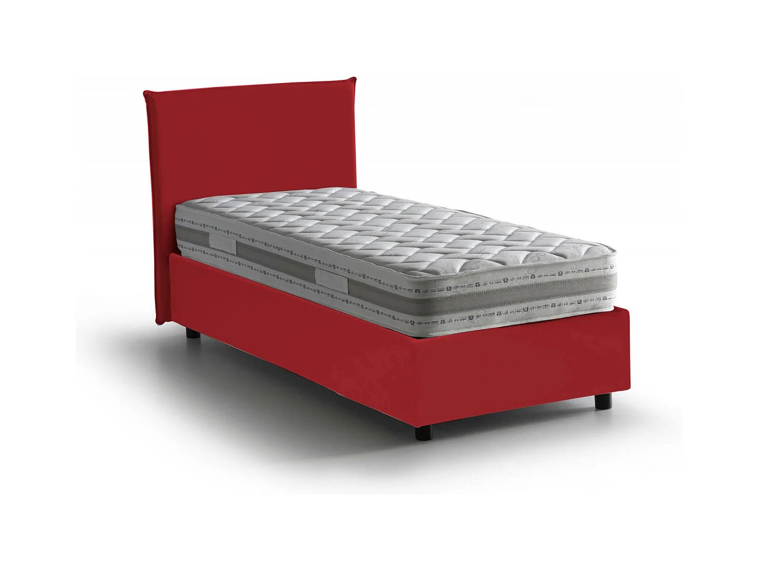 Daugell eenpersoonsbed, Opbergbed met stoffen bekleding, 100% Made in Italy, Zijopening, inclusief matras van 80x190 cm, Rood