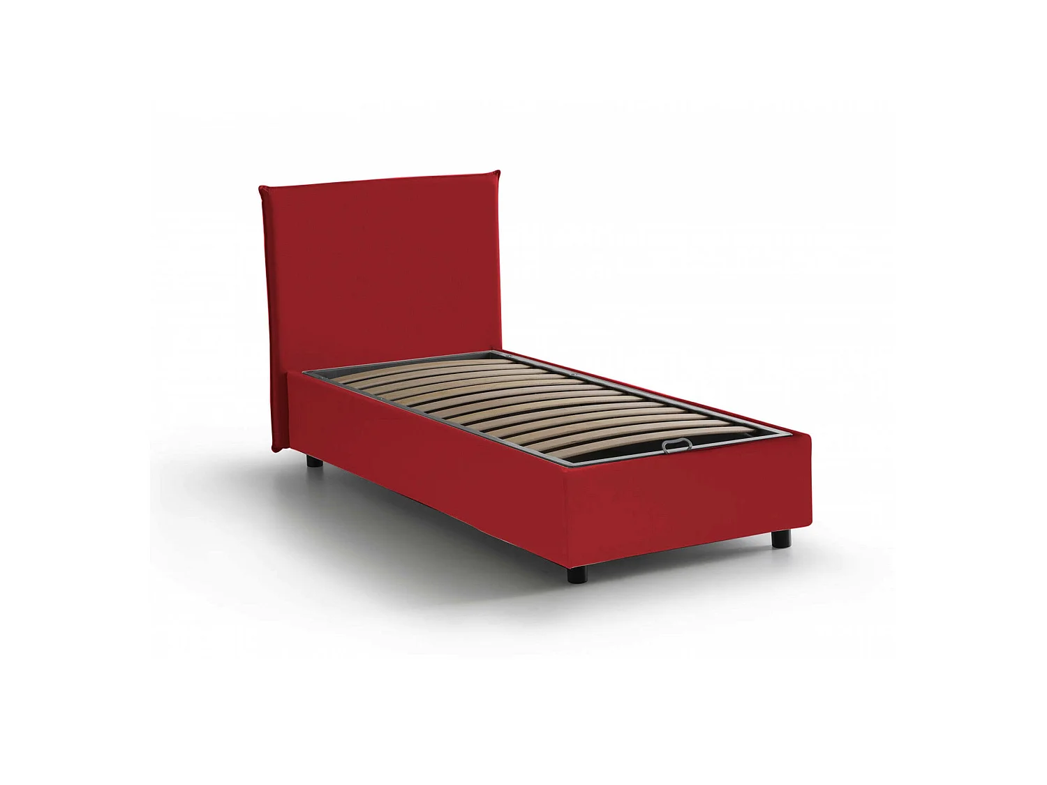 Lit simple Daugell, Lit coffre avec revêtement en tissu, 100% Made in Italy, Ouverture latérale, avec matelas 80x190 cm inclus, Rouge