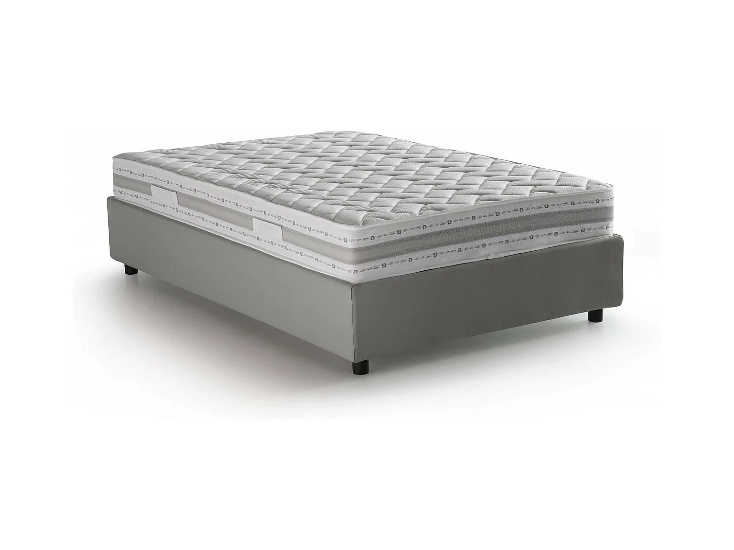 Dbamb tweepersoonsbed, Opbergbed met stoffen bekleding, 100% Made in Italy, Opening aan de voorkant, inclusief matras van 120x190 cm, Grijs