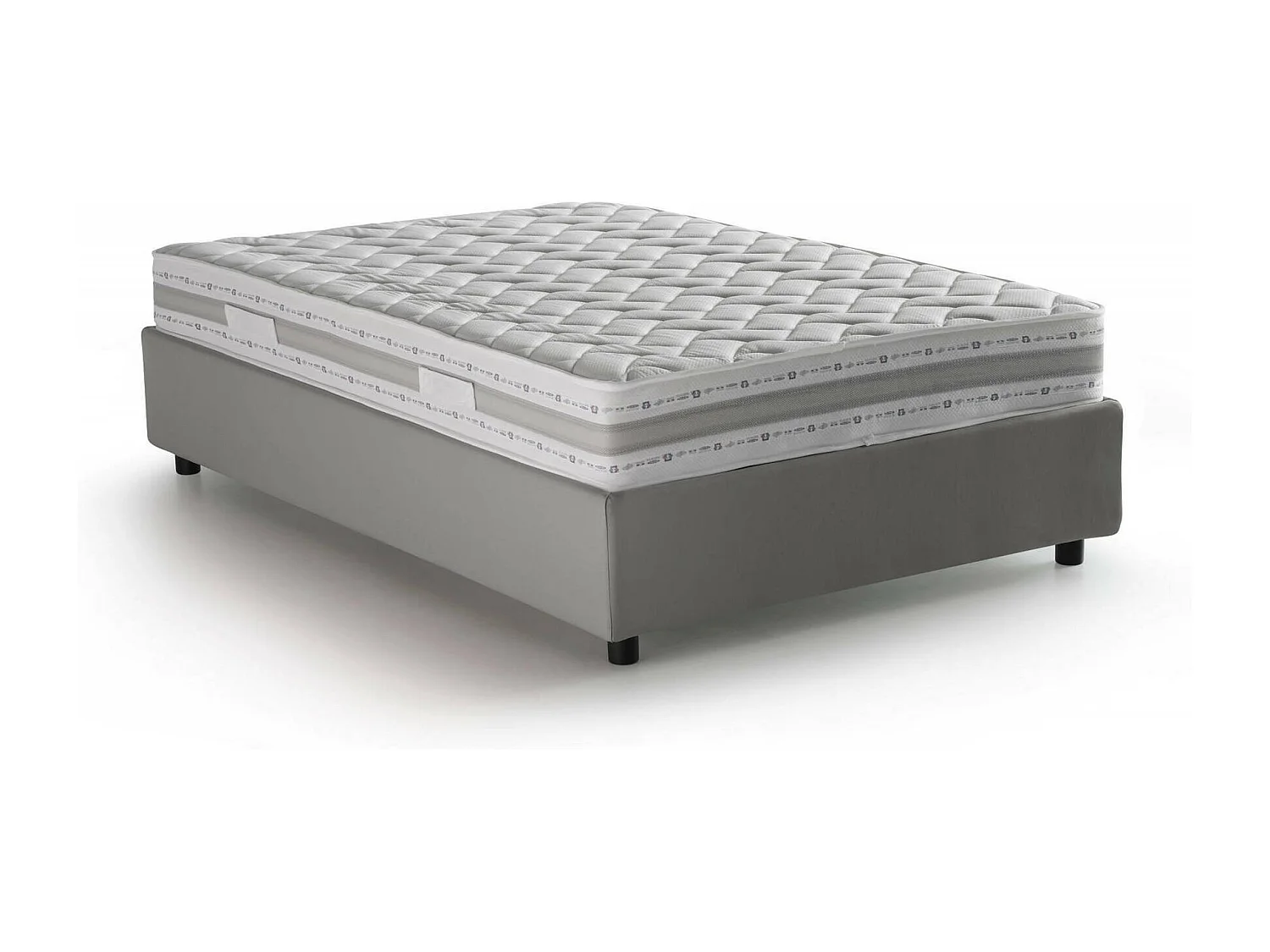 Dbamb tweepersoonsbed, Opbergbed met stoffen bekleding, 100% Made in Italy, Opening aan de voorkant, inclusief matras van 120x190 cm, Grijs