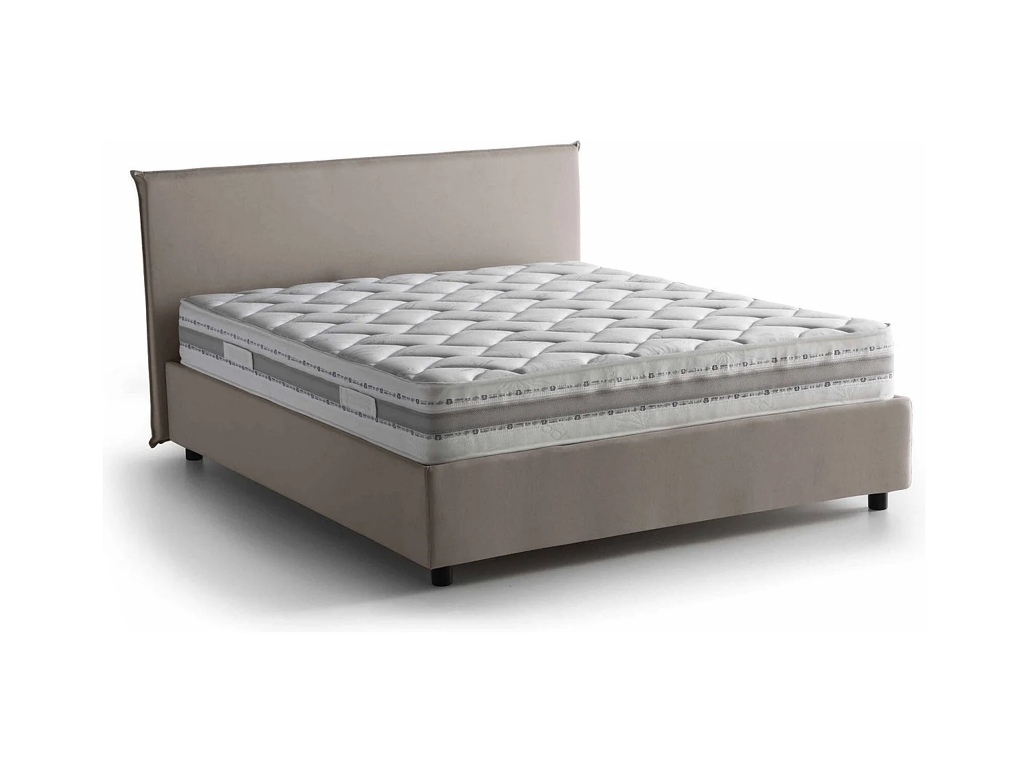 Doppelbett Dallegr, Containerbett mit Stoffbespannung, 100% Made in Italy, Frontöffnung, mit Matratze Cm 140x200 enthalten, Turteltaube