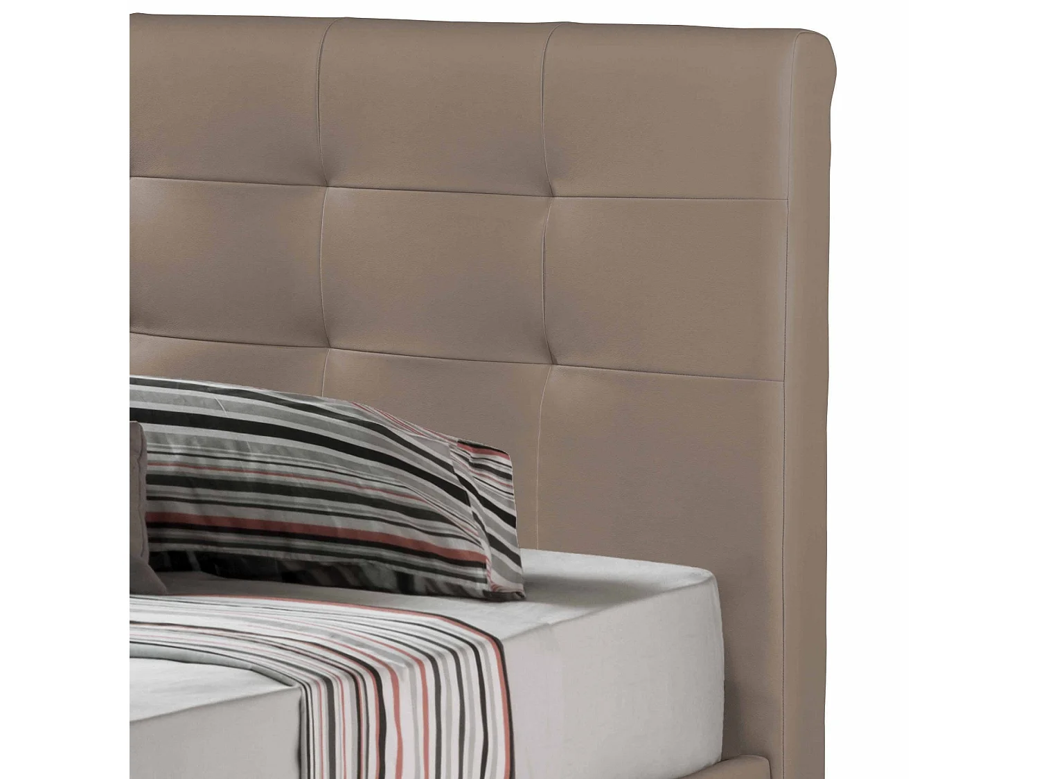 Cama de casal Dnannin, Cama de armazenamento e cabeceira em couro ecológico, 100% Fabricado na Itália, Abertura frontal, adequada para colchão 160x190 cm, Taupe