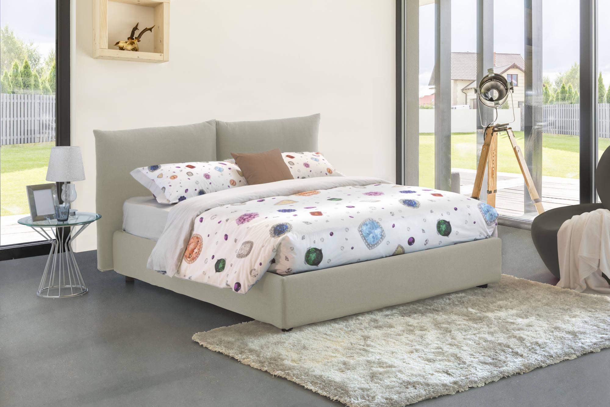 Cama matrimonial Dbiand, Cama contenedor con funda extraíble con cabecero  tapizado y estructura de cama, adecuado para colchón Cm 160x200, Gris