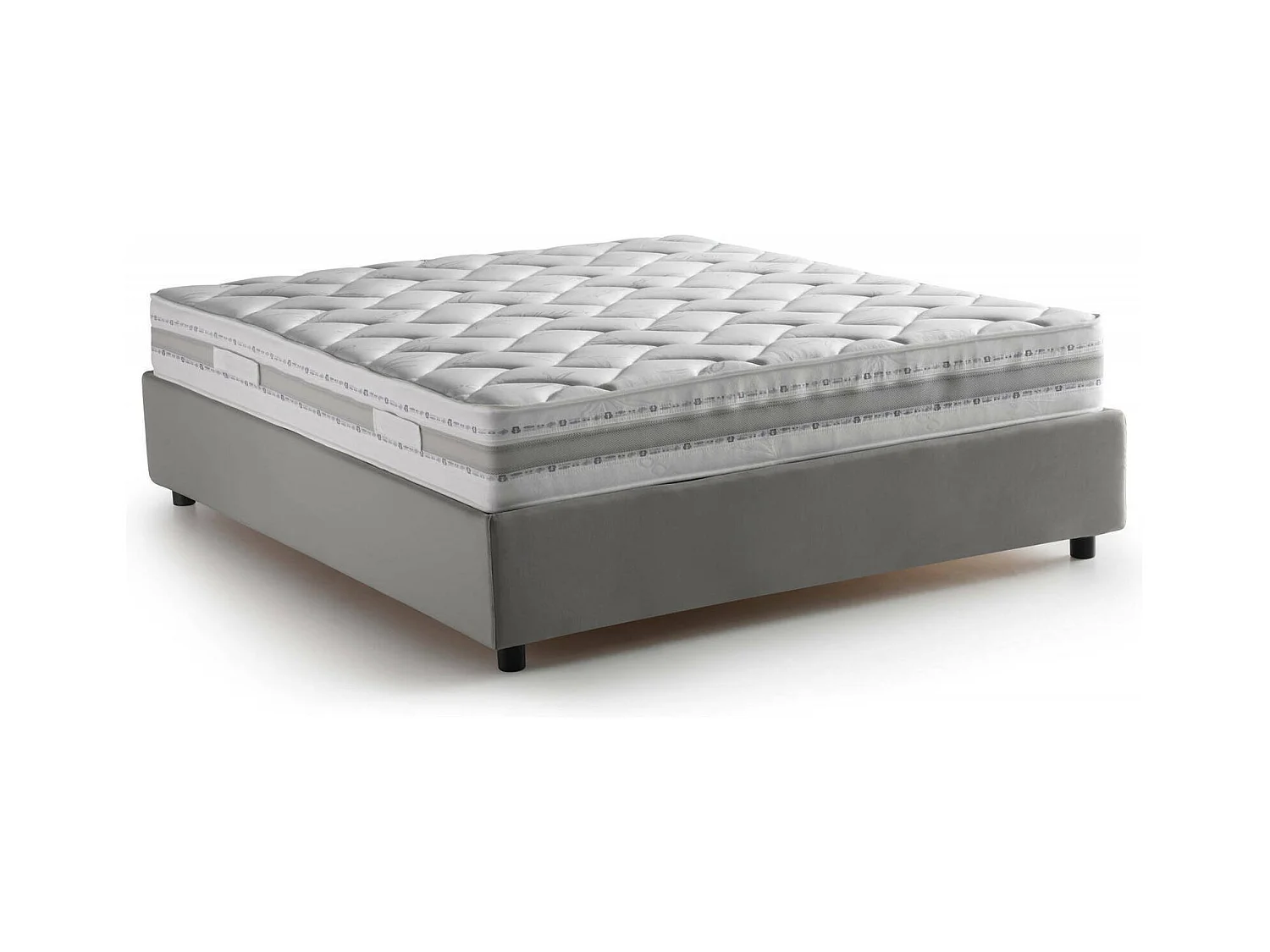 Lit double Ddurant, Lit coffre avec revêtement en tissu, 100% Made in Italy, Ouverture frontale, avec matelas 140x200 cm inclus, Gris