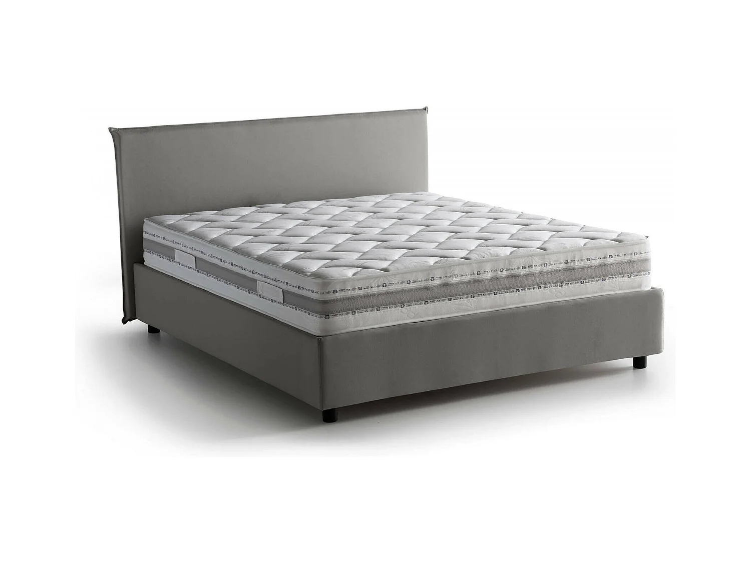 Lit double Dahmeta, Lit coffre avec revêtement en tissu, 100% Made in Italy, Ouverture frontale, avec matelas 140x190 cm inclus, Gris
