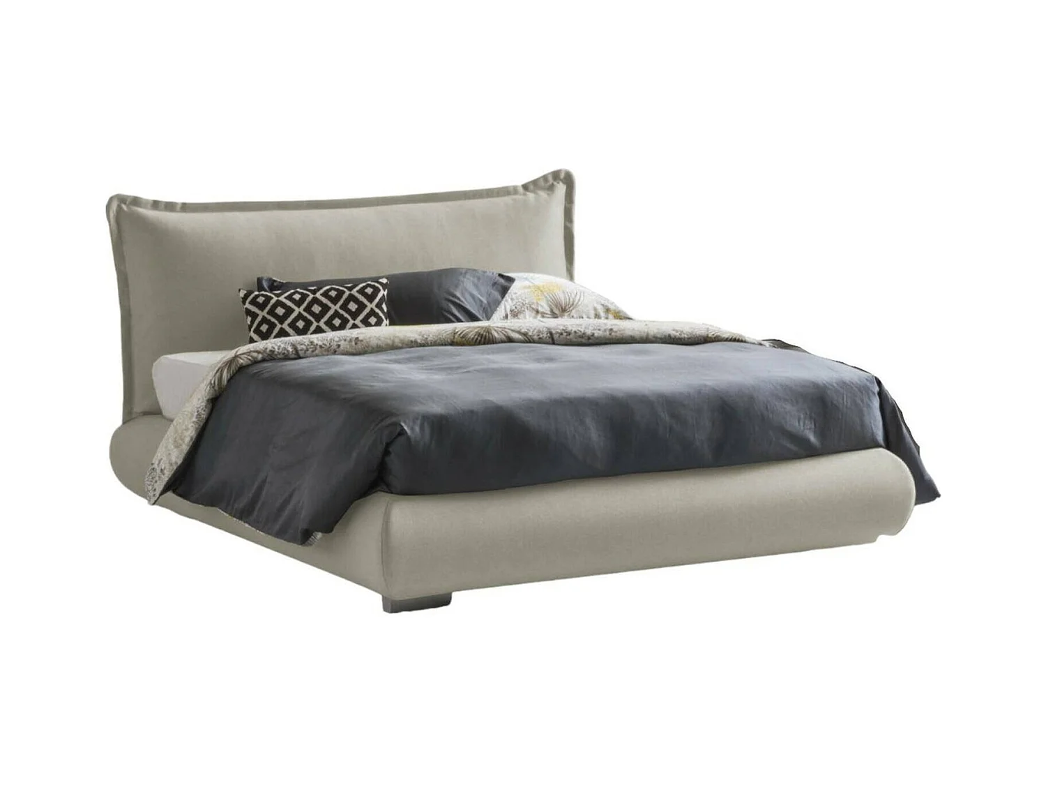 Lit double Dfecci, Lit coffre avec revêtement et tête de lit en tissu, 100% Made in Italy, Ouverture frontale, adapté pour matelas 160x190 cm, Beige