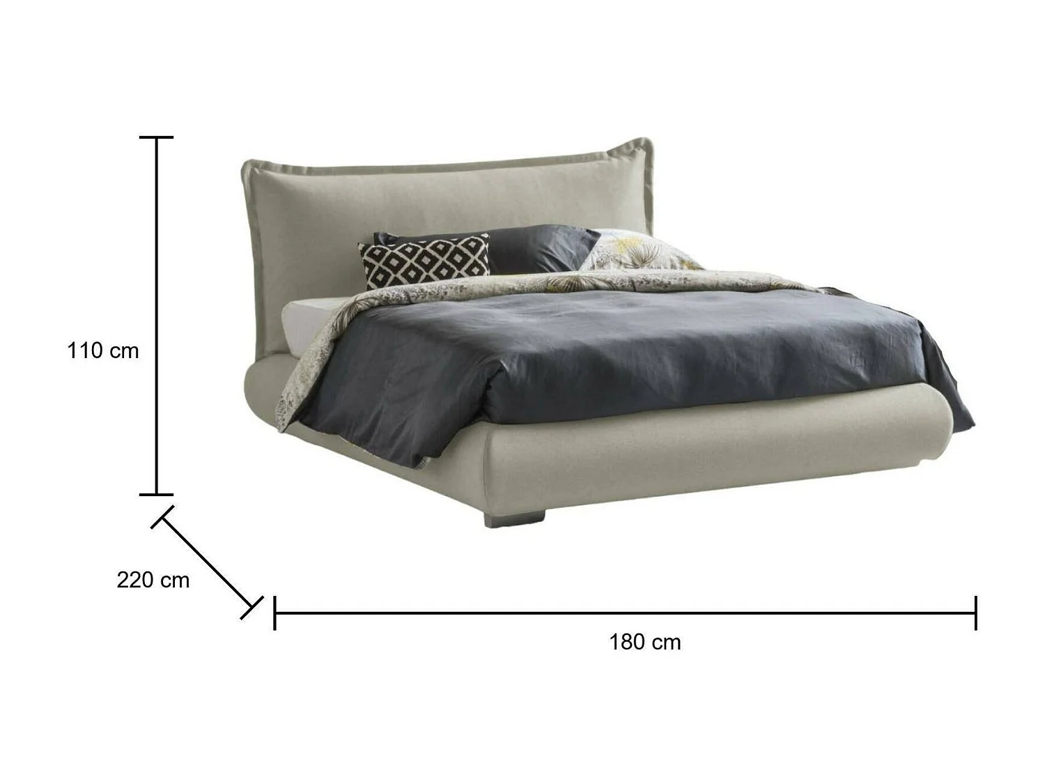 Letto Matrimoniale Geras, Sfoderabile Made in Italy, 180x220 cm Beige