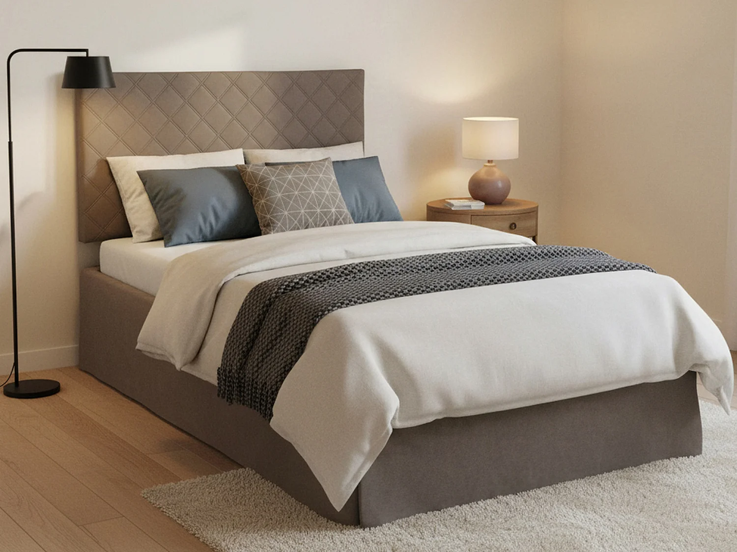 Letto Piazza e Mezza Anas, Sfoderabile Made in Italy, 5x130 cm Grigio Tortora
