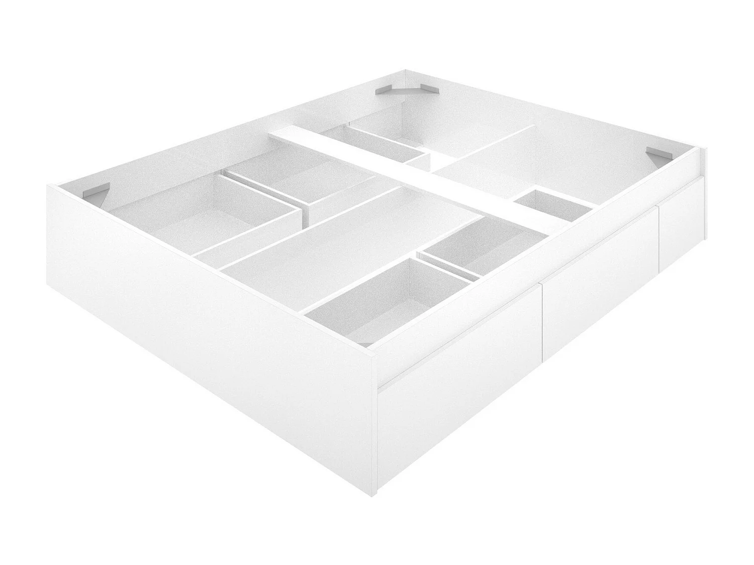Lit double Dmaresc, Cadre de lit Sommier, Cadre de lit rangement avec 4 tiroirs, 197x160h37 cm, Blanc