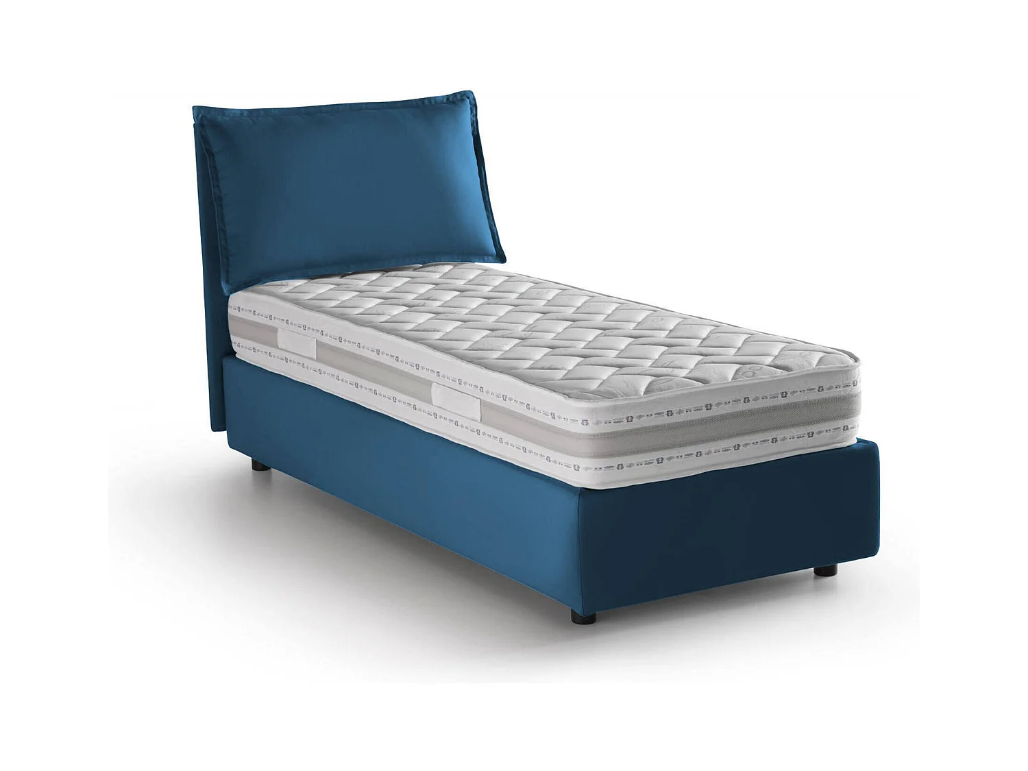 Dmangone eenpersoonsbed, Opbergbed met stoffen bekleding, 100% Made in Italy, Zijopening, inclusief matras van 80x190 cm, Blauw