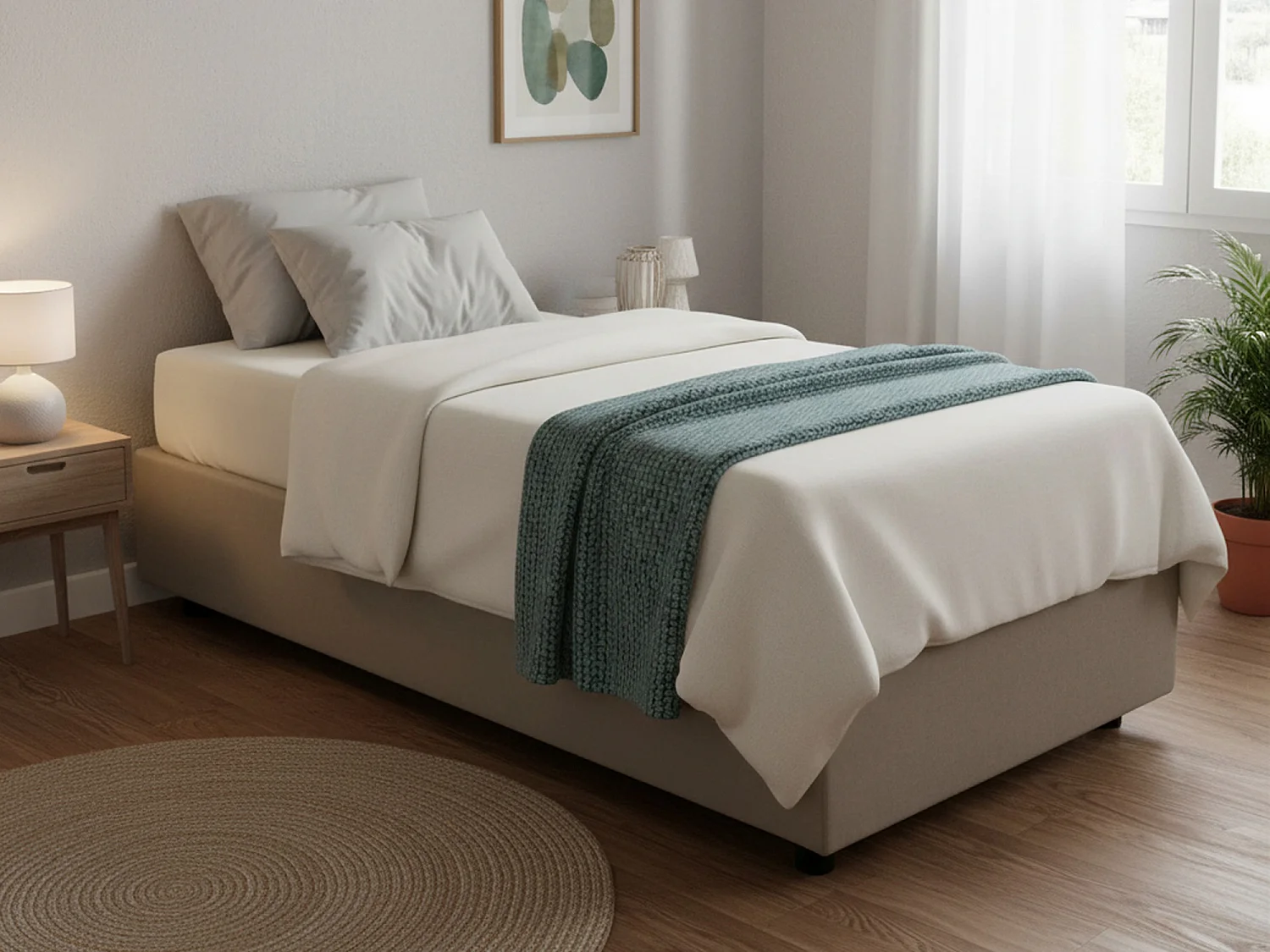 Letto Singolo Andry, Materasso Incluso Made in Italy, 95x205 cm Grigio Tortora